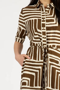 TUESDAY - Nicola Dress - Choc Geo