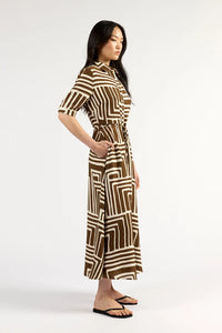 TUESDAY - Nicola Dress - Choc Geo
