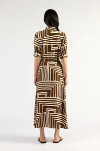 TUESDAY - Nicola Dress - Choc Geo