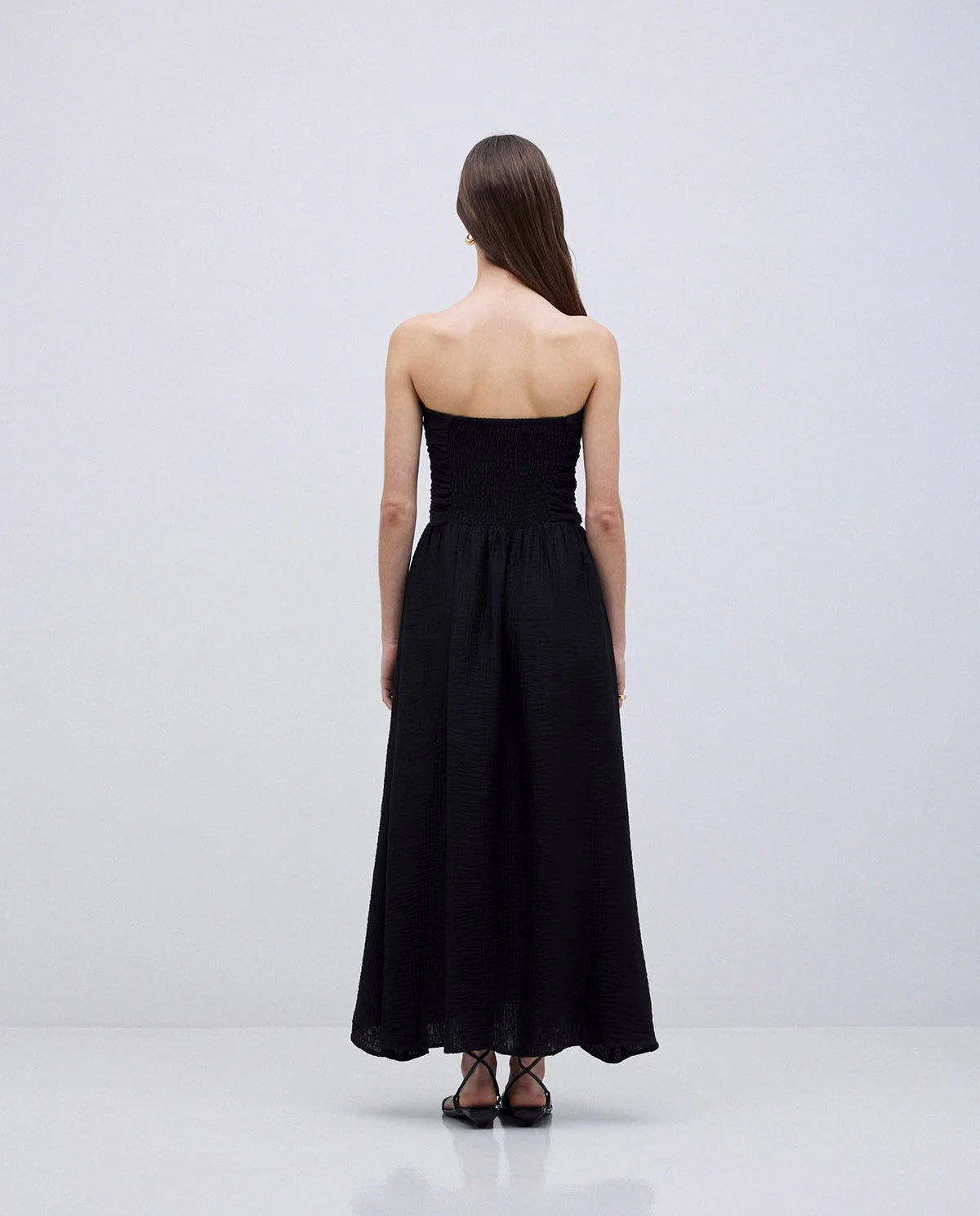 YERSE - Black Long Draped Dress