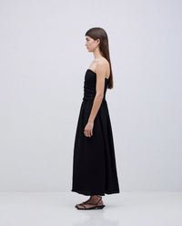 YERSE - Black Long Draped Dress