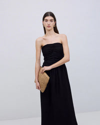 YERSE - Black Long Draped Dress