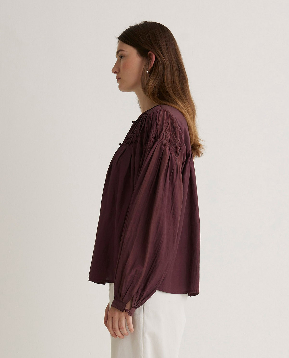 YERSE - Fold Effect Shirt - Aubergine