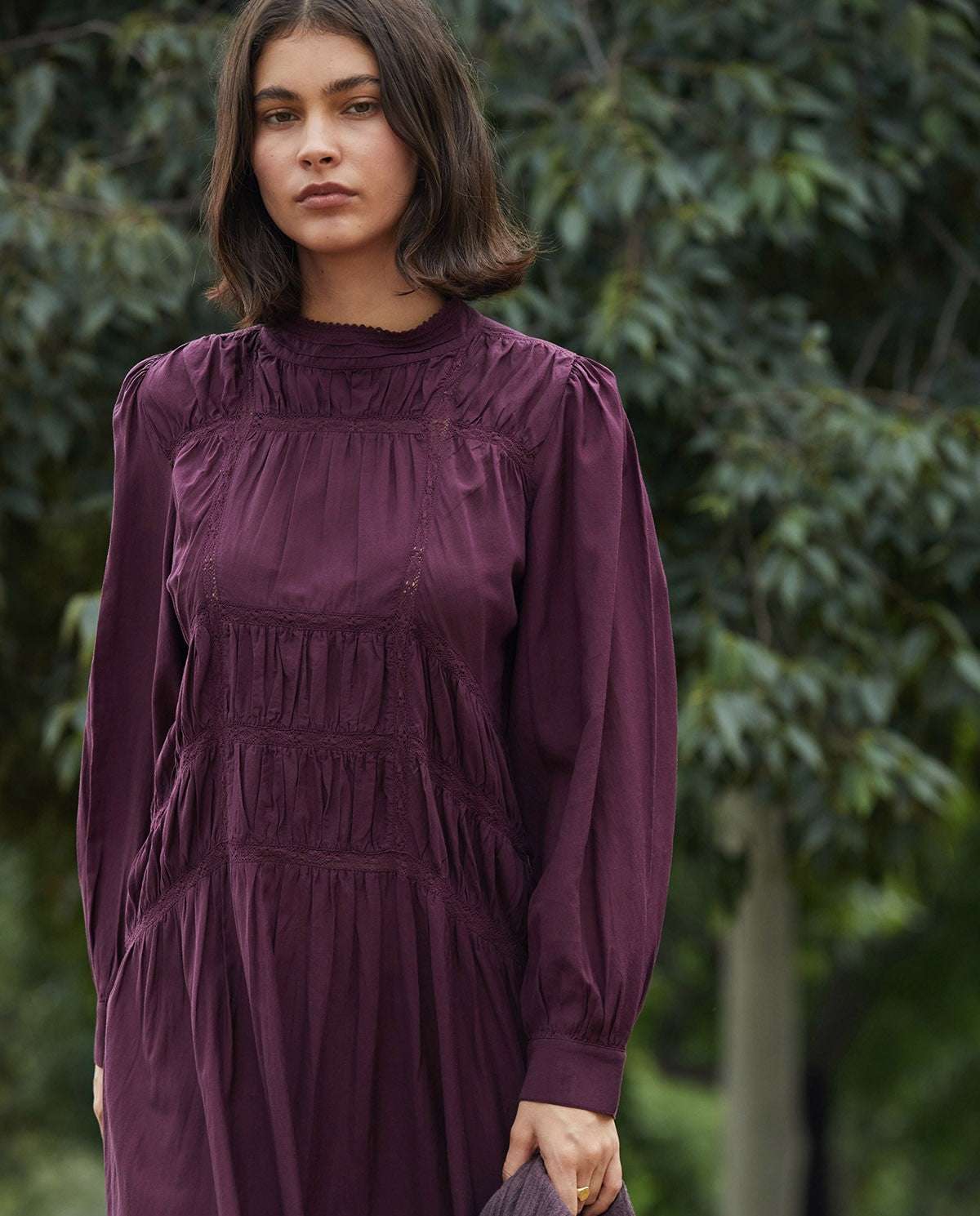 YERSE - High Neck Dress - Aubergine
