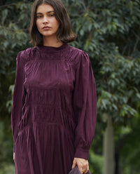 YERSE - High Neck Dress - Aubergine