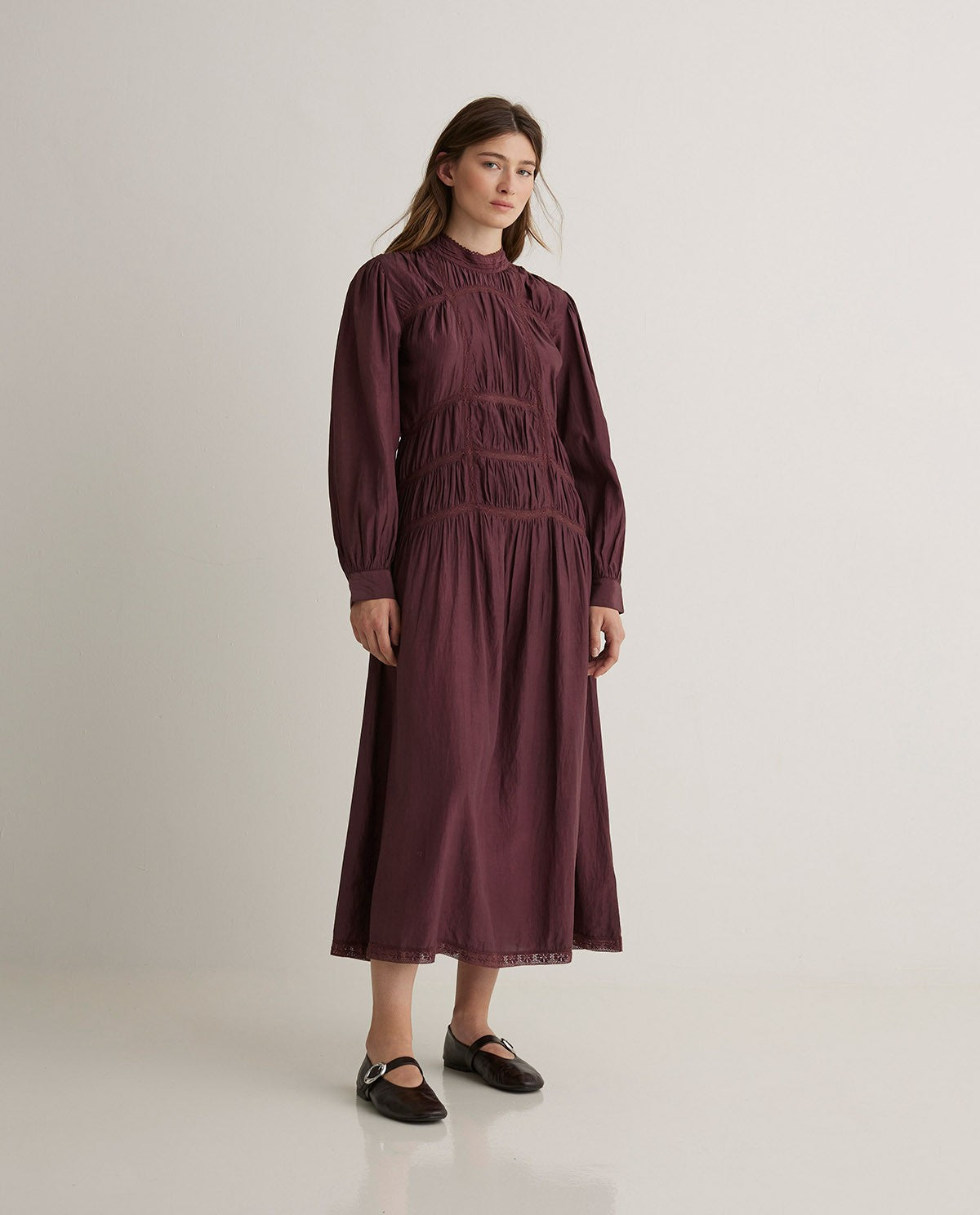 YERSE - High Neck Dress - Aubergine