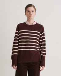 YERSE - Striped Jumper - Maroon/Ecru