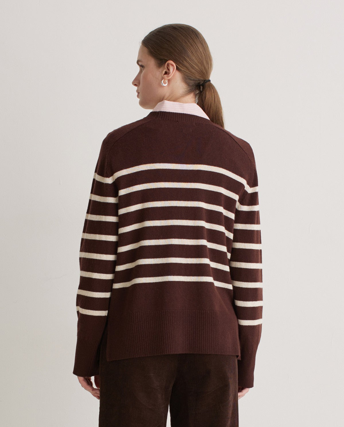 YERSE - Striped Jumper - Maroon/Ecru