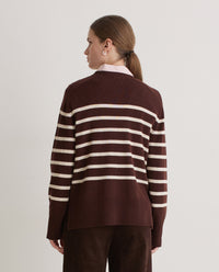 YERSE - Striped Jumper - Maroon/Ecru