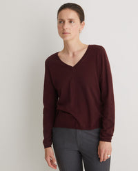 YERSE - V-Neck Embroidered Jumper -Granate