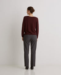 YERSE - V-Neck Embroidered Jumper -Granate