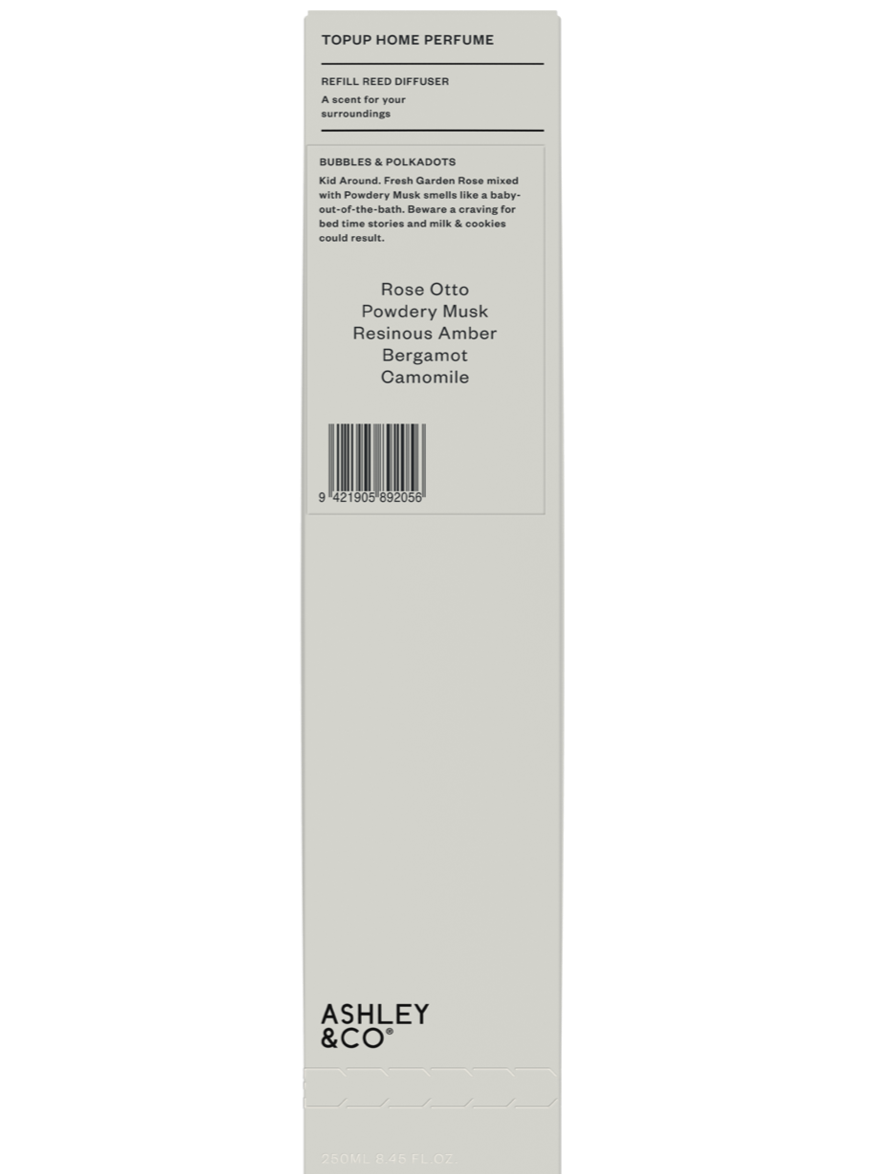 Ashley & Co Home Perfume TopUp Bubbles & Polkadots - packaging